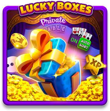 Lucky Boxes feature in Gin Rummy Plus — open boxes, collect rewards, and reach all 30 steps to win the grand prize